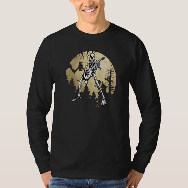Funny Guitarist Skeleton spelar Guitar Music Hall T Shirt (Framsida)