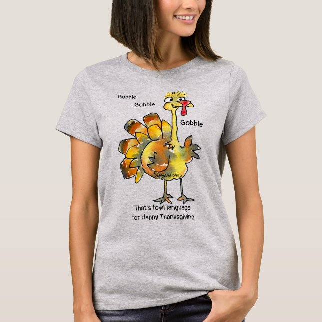 Funny Guld Turkey Gobble T Shirt (Framsida)