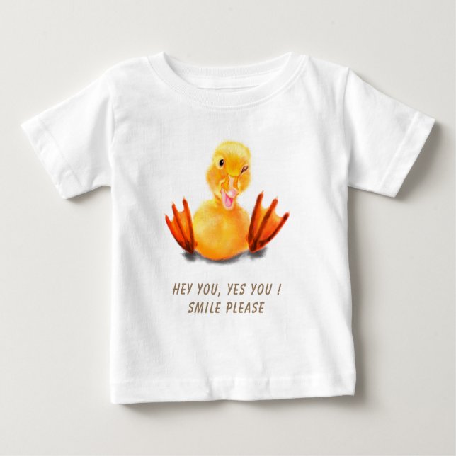 Funny Gult Anka Baby T-Shirt - Anpassningsbar (Framsida)