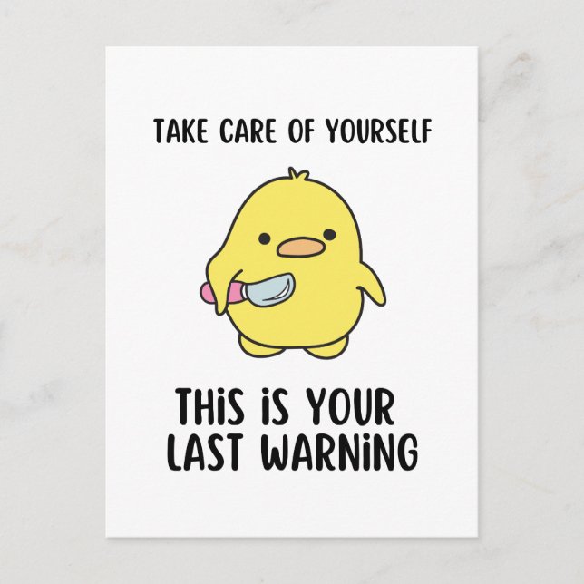 Funny Gult Anka-textavsnitt som säger Vykort (Framsida)