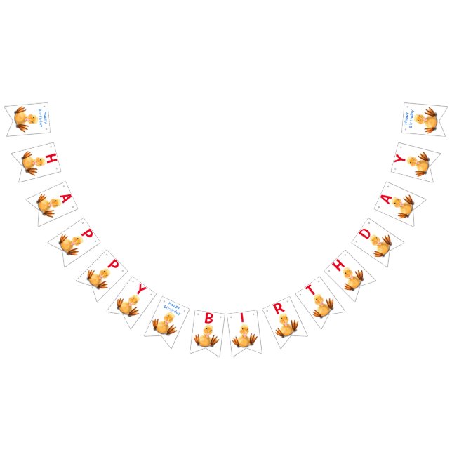 Funny Gult Anka-uppspelningsvit - Grattis på födel Vimplar (Alla)