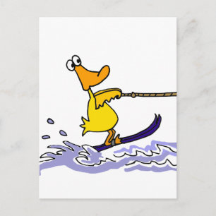 Funny Gult Anka Vatten Skiing Vykort