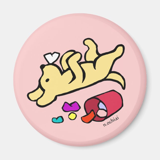 Funny Gult Labrador Tecknad Magnet (Framsidan)