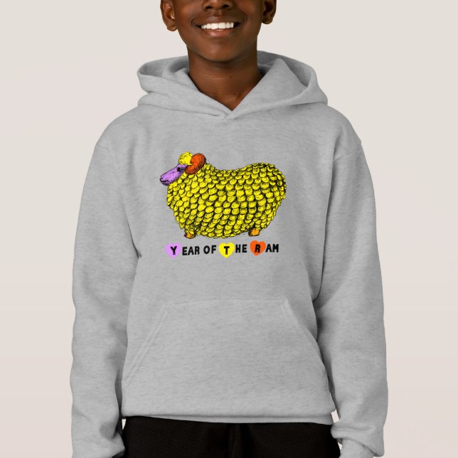Funny Gult Ram Kinesisk nyårsZodiac K Hoddie T Shirt (Framsida)