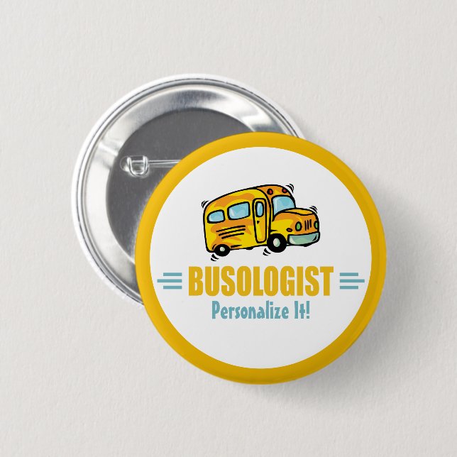 Funny Gult School Buss Driver Humous Knapp (Framsida & baksida)