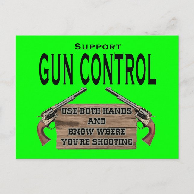 Funny Gun Control Postcard #1 Vykort (Framsida)