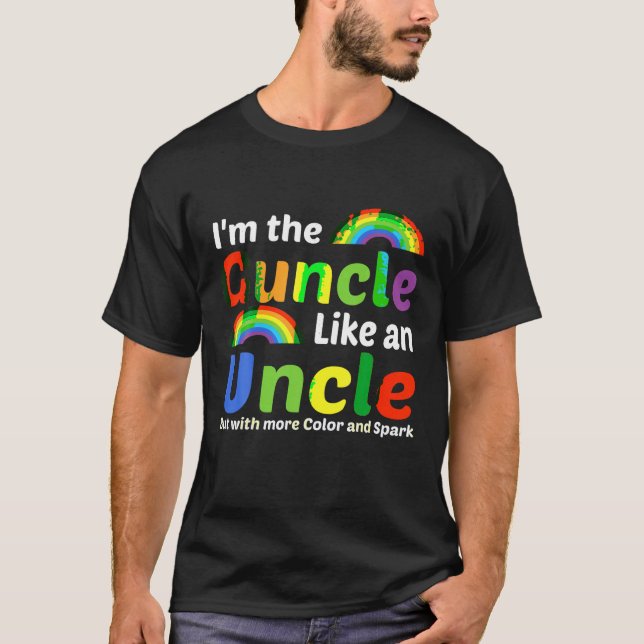 Funny Guncle Gay farbror Pride Färg Rainbow T Shir Shirt (Framsida)