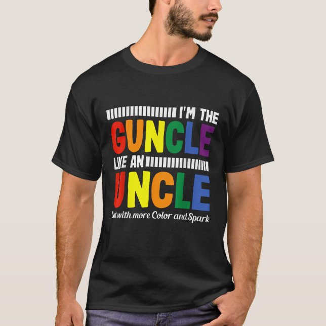 Funny Guncle Gay farbror Pride Färg Rainbow T Shir Shirt (Framsida)