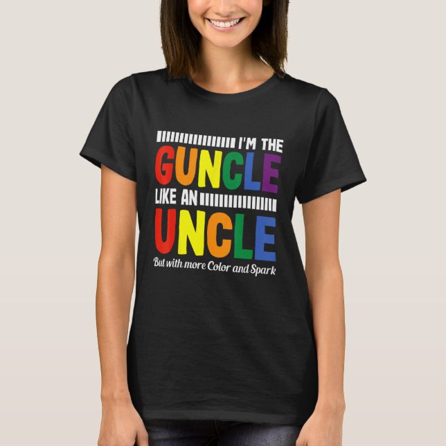 Funny Guncle Gay farbror Pride Färg Rainbow T Shirt (Framsida)