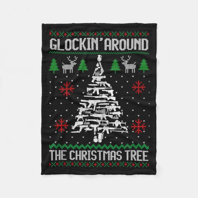 Funny Guns Ugly Christmas Sweaters For Gun Lovers  Fleecefilt (Framsidan)