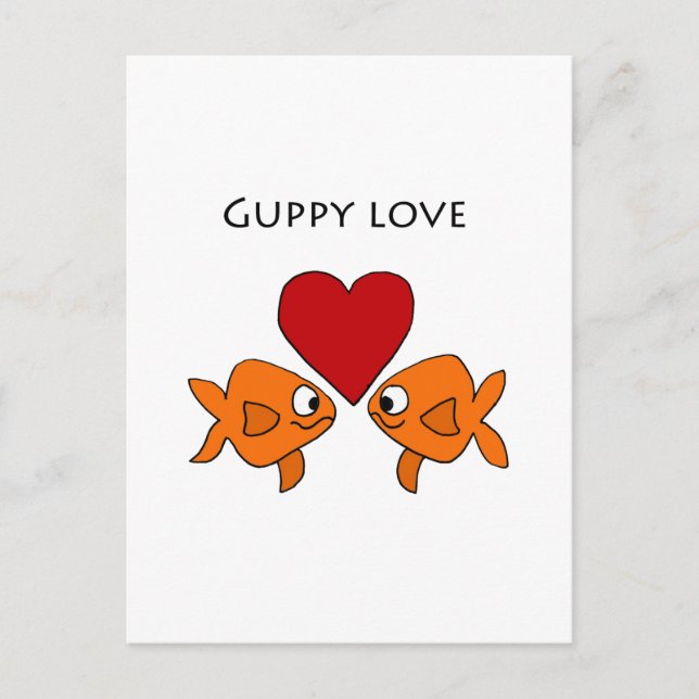 Funny Guppy Kärlek Design Vykort (Framsida)
