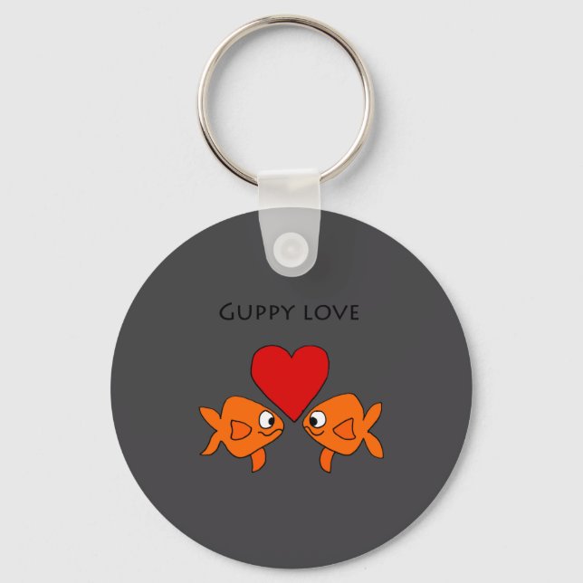 Funny Guppy Love Design  Nyckelring (Framsida)