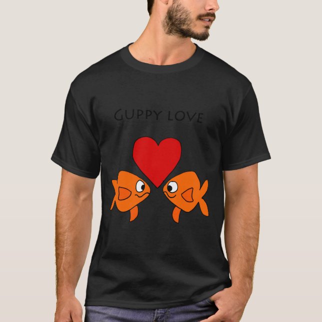 Funny Guppy Love Design  T Shirt (Framsida)