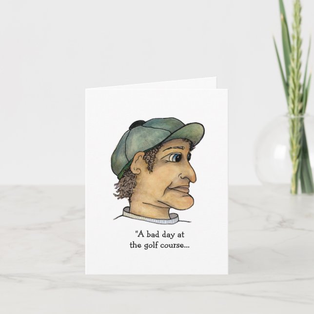 Funny Guy Contemplating Golf eller Office Work Kort (Framsida)