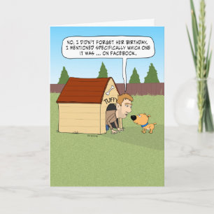 Funny Guy i Doghouse Birthday Kort