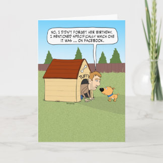 Funny Guy i Doghouse Birthday Kort