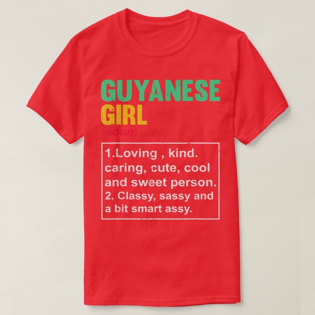Funny Guyanese Girl Definition British Pun Guyana  T Shirt (Design framsida)