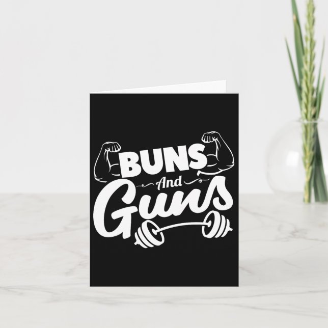Funny Gym Fitness Buns och Guns Kort (Framsida)