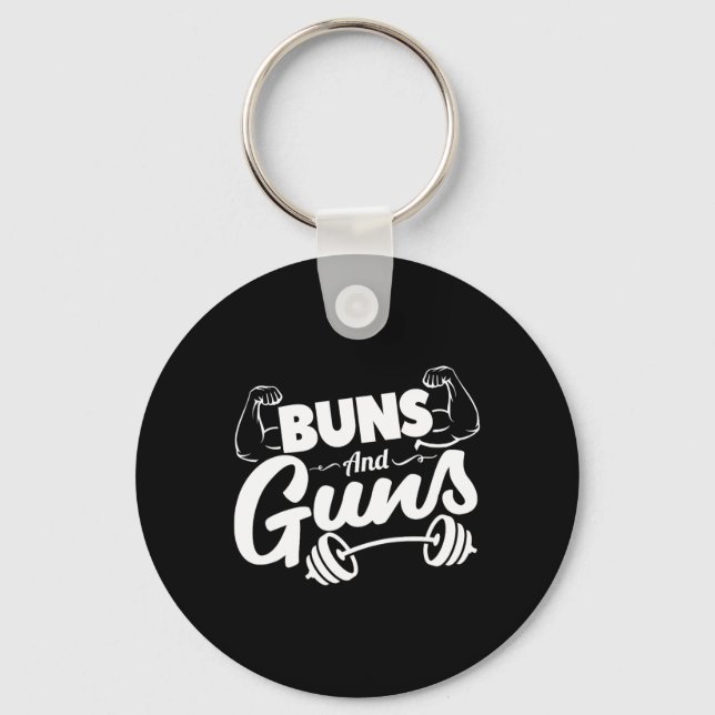 Funny Gym Fitness Buns och Guns Nyckelring (Framsida)
