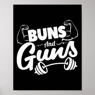Funny Gym Fitness Buns och Guns Poster