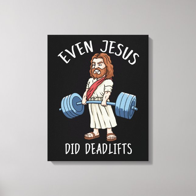 Funny Gym Gift Jesus Deadlift Fitness Bodybuilding Canvastryck (Framsida)