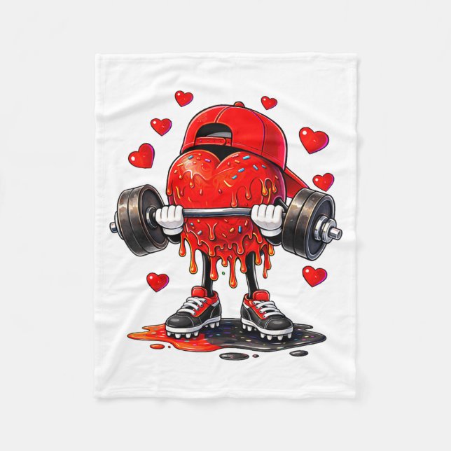 Funny Gym Heart Weightlifting Fitness Workout Drip Fleecefilt (Framsidan)