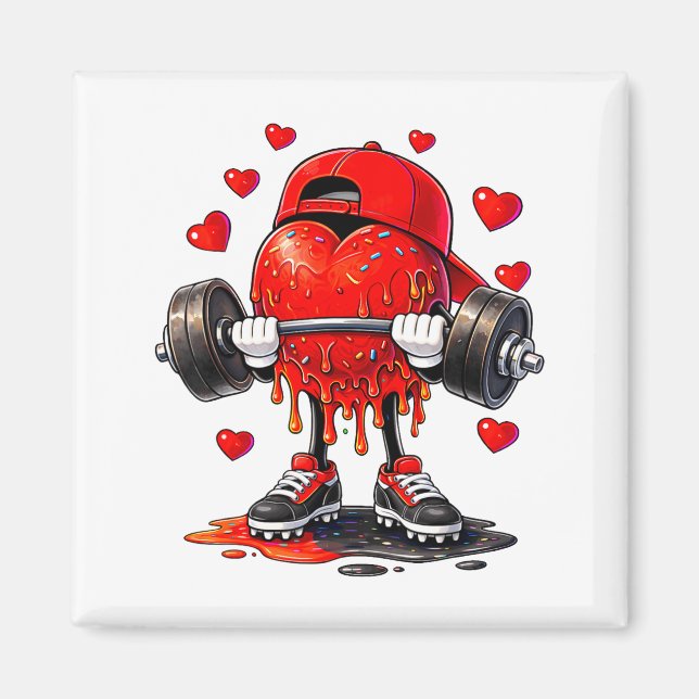 Funny Gym Heart Weightlifting Fitness Workout Drip Magnet (Framsidan)