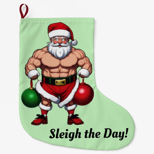 Funny Gym Jultomten jul Stocking Stor Julstrumpa (Framsidan)