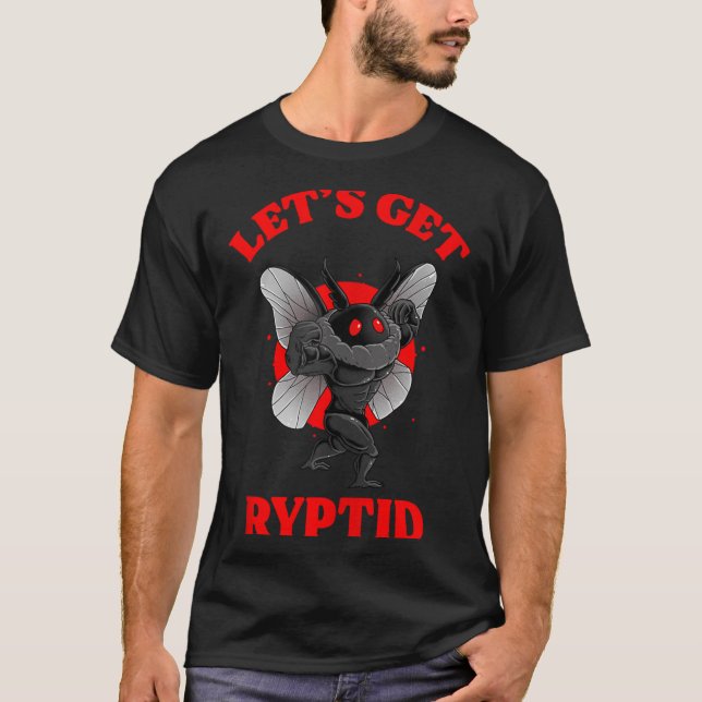 Funny Gym Mothman Shirt Cryptid Let's Get Ryptid G T Shirt (Framsida)