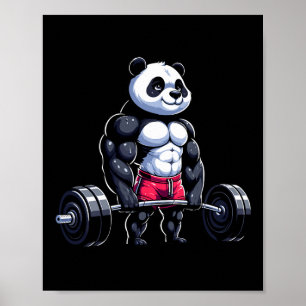 Funny Gym Panda Bodybuilding der Weightlift Motiva Poster