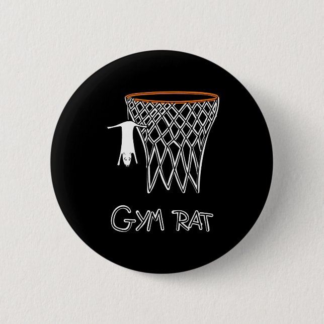 Funny Gym Rat Basketball Hoop  Knapp (Framsida)