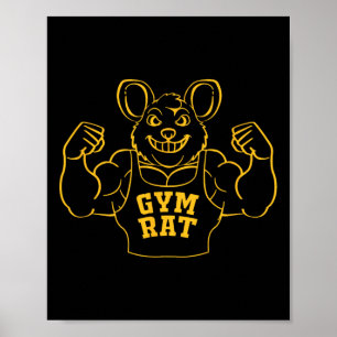 Funny Gym Råtta Bodybuilding for Gym Älskare Poster