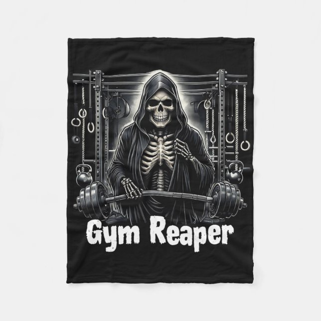 Funny Gym Reaper Workout Bodybuilding Fleecefilt (Framsidan)