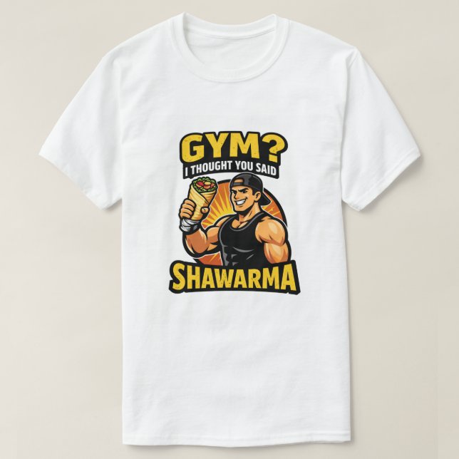 Funny Gym Shawarma Workout T-Shirt | Eat Shawarma  (Design framsida)