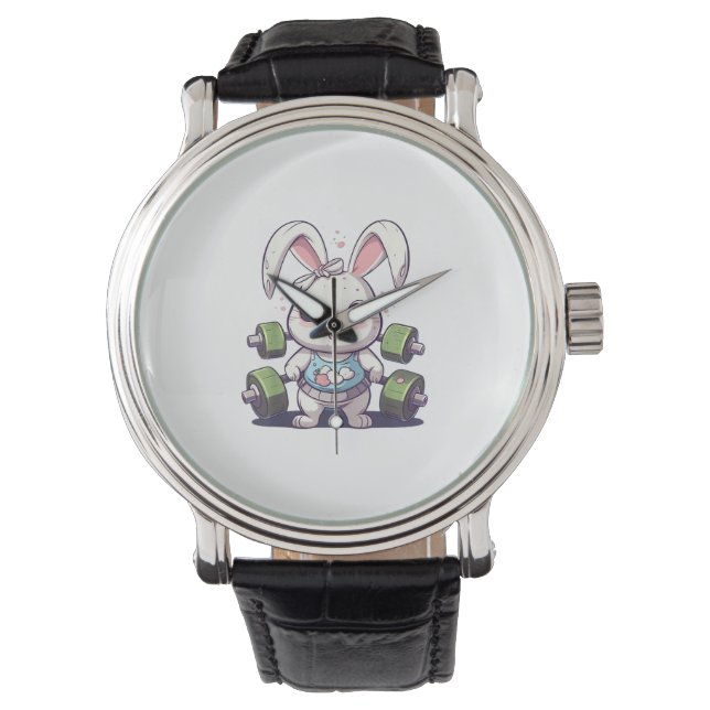 Funny Gym Workout Bunny Fitness Studio Rabbit Card Armbandsur (Framsida)