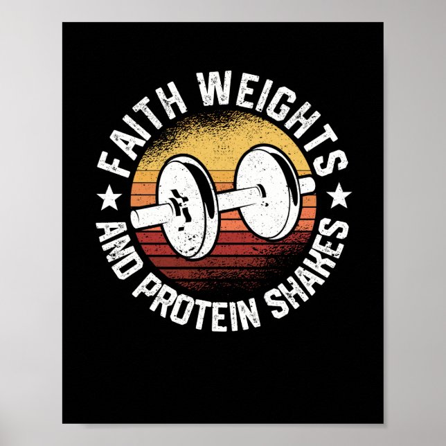 Funny Gym Workout Christian Faith Weights Poster (Framsidan)