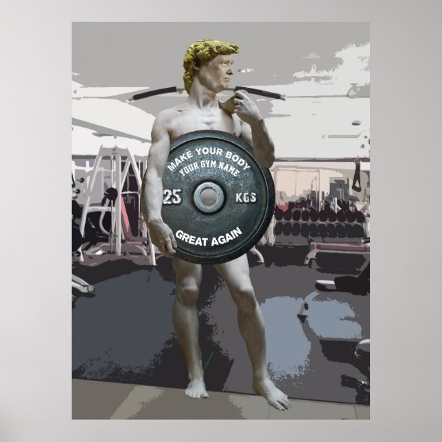 Funny Gym Workout David As Donald Trump Fullt Body Poster (Framsidan)