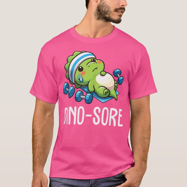 Funny Gym Workout Dinosaur Weight Lyftande Gym Din T Shirt (Framsida)