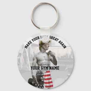 Funny Gym Workout Donald Trump med Dumbbell Nyckelring