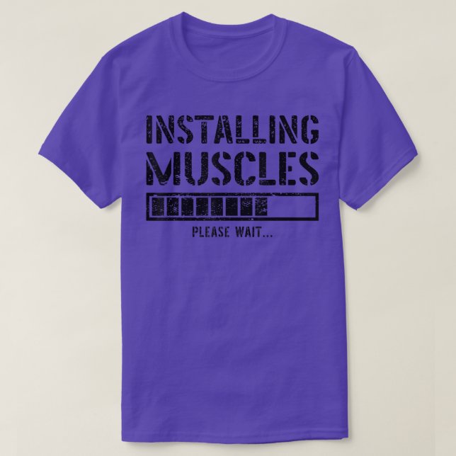 Funny Gym Workout Installations Muscles Vänta T Shirt (Design framsida)