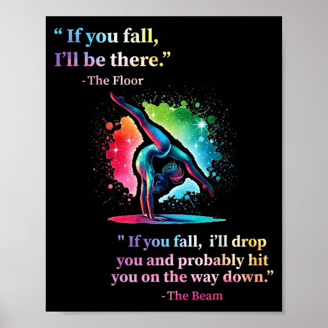 Funny Gymnastics Floor Saying Gymnast Girl Rainbow Poster (Framsidan)