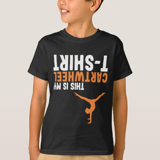 Funny Gymnastics Girl Workout övning Karthjul T Shirt (Framsida)