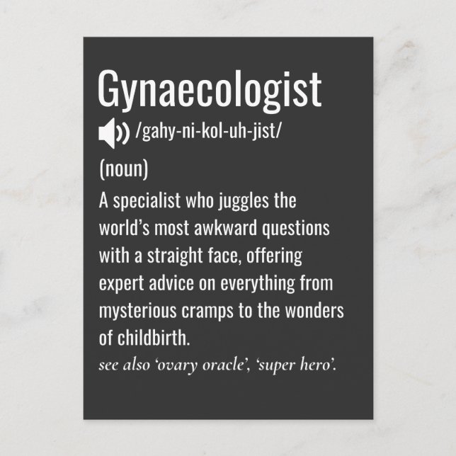 Funny Gynekolog Definition Gynacolog Vykort (Framsida)