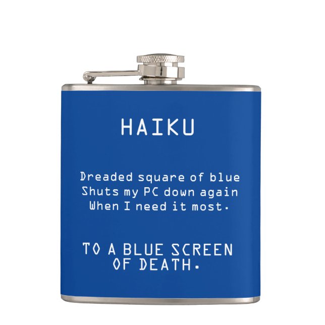 Funny Haiku till "Blue Skärm of Death" Fickplunta (Framsidan)