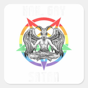 Funny Hail Gay Satan LGBT Goth Gay pride Baphomet Fyrkantigt Klistermärke