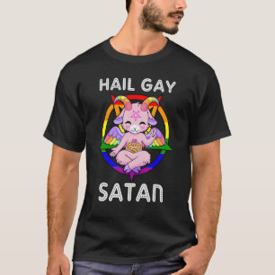 Funny Hail Gay Satan LGBT Goth Gay pride Baphomet T Shirt