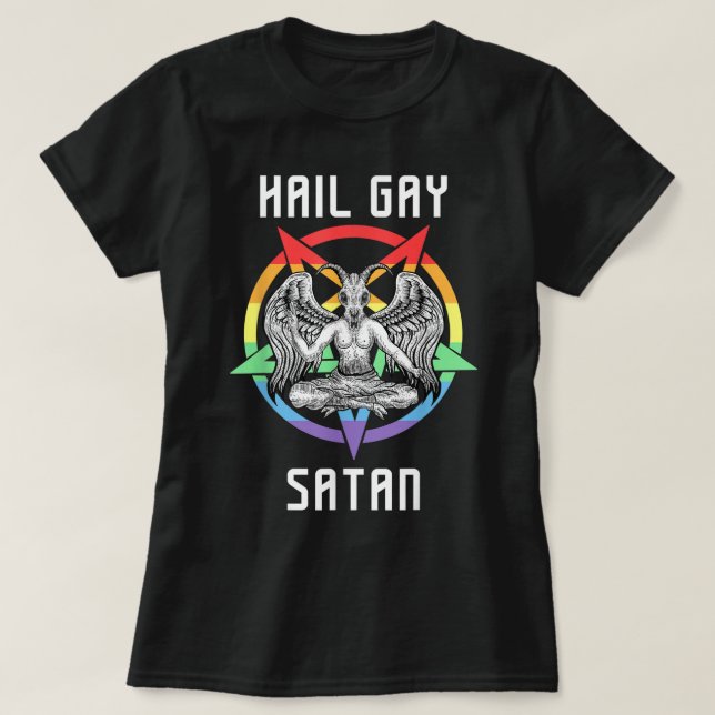 Funny Hail Gay Satan LGBT Goth Gay pride Baphomet T Shirt (Design framsida)