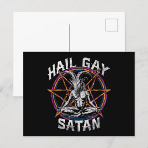 Funny Hail Gay Satan LGBT Goth Gay pride Baphomet Vykort