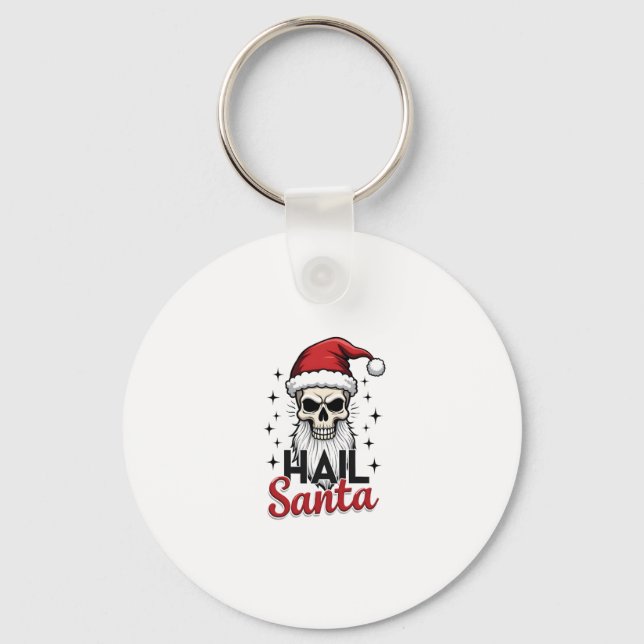 Funny Hail Santa Claus Skull Skeleton Antichrist C Nyckelring (Framsida)