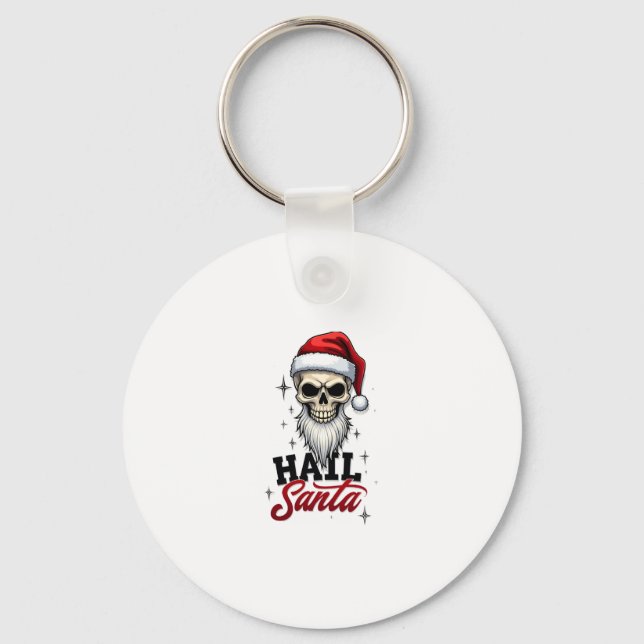 Funny Hail Santa Claus Skull Skeleton Antichrist C Nyckelring (Framsida)